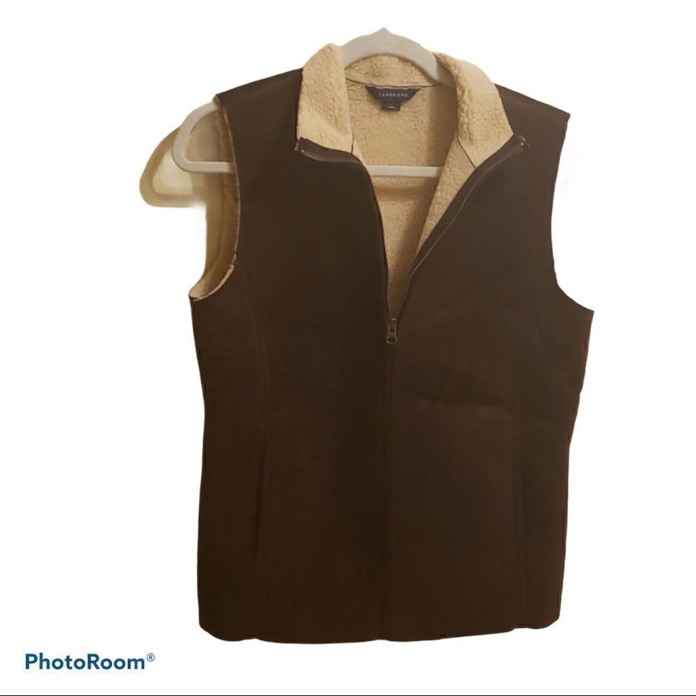 LANDS End lined Brown Vest size s